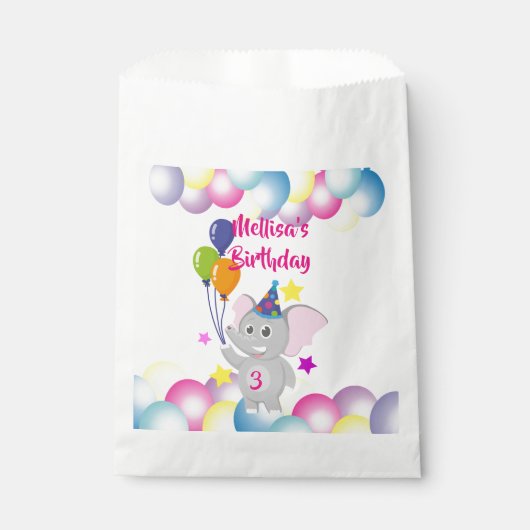 Elefanten mit Ballons Geburtstagsparty Geschenktütchen (Vorderseite)