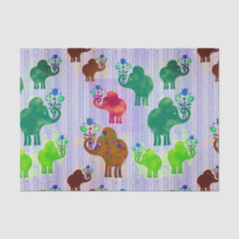 Elefanten mit Blume-Bouquets Seidenpapier