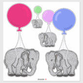 Elefanten mit Heliumballons fliegen Aufkleber (Blatt)