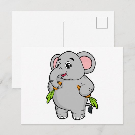 Elefanten mit Karotten Postkarte (Vorne/Hinten)