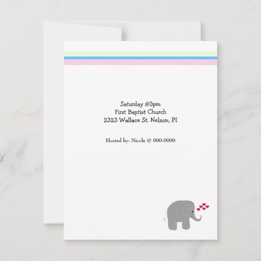 Elefanten Moon and Stars Kinderdusche Einladung (Rückseite)