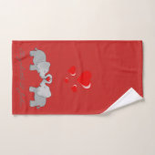 Elefanten niedlicher Cartoon in Liebe - Personalis Badhandtuch Set (Handtuch)