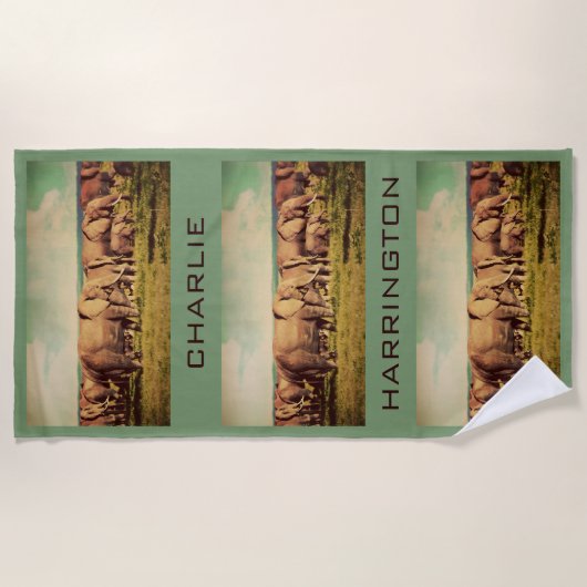 Elefanten ODER IHR FOTO-NameBadetuch Strandtuch (Vorderseite)