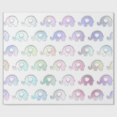 Elefanten Pastel Hologram Iridescent White Pink Geschenkpapier (Flach)