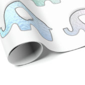 Elefanten Pastel Hologram Iridescent White Pink Geschenkpapier (Rolleneckpunkt)