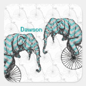 Elefanten Plus Bikes Gleich YIKES! Quadratischer Aufkleber (Vorderseite)