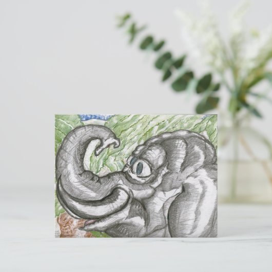 Elefanten Postkarte (Stehend Vorderseite)
