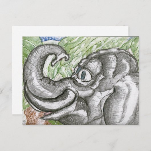 Elefanten Postkarte (Vorne/Hinten)