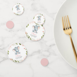 Elefanten, rosa Aquarellfarben, erster Geburtstag Konfetti