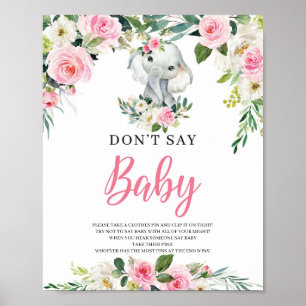 Elefanten sagen nicht, Babyspiel-Zeichen rot rosa Poster