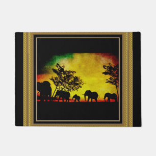 Elefanten Sunset Door Mat Fußmatte