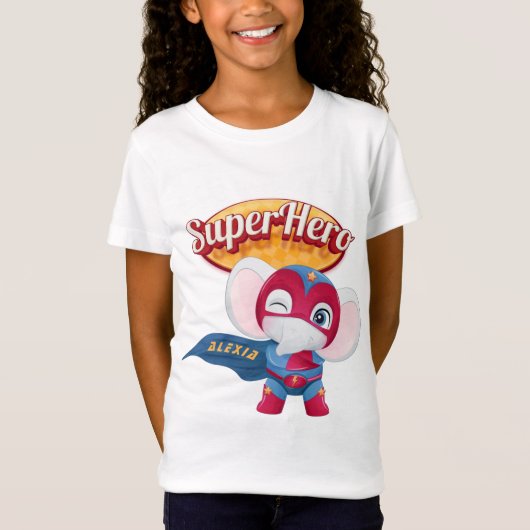 🦸 ♀️ Elefanten Superhelden Individuelle Name T-Shirt (Vorderseite)