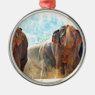 Elefanten Tiere Safari Schicksal Frieden Liebe Silbernes Ornament