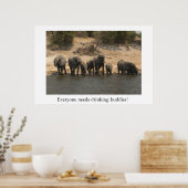 Elefanten trinken vom Chobe River Poster (Küche)