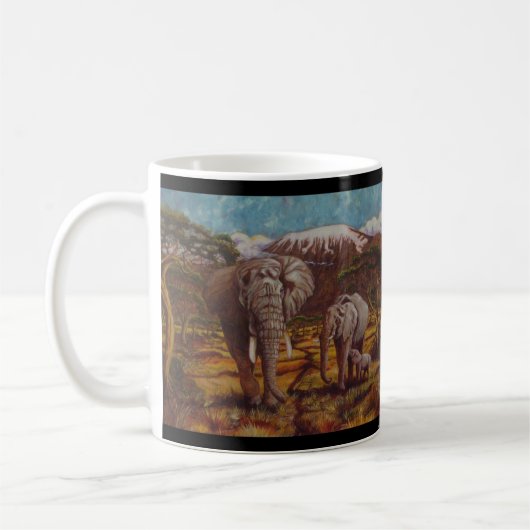 Elefanten u. Kilimanjaro Kaffee-Tassen Kaffeetasse (Links)