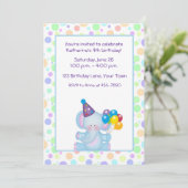 Elefanten und Balloons Geburtstag Einladung (Stehend Vorderseite)