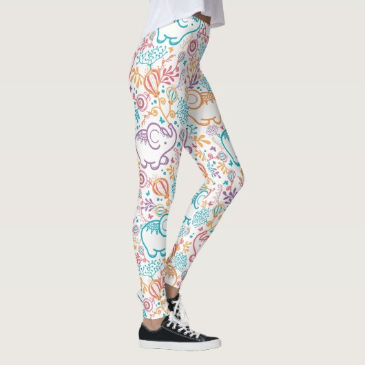 Elefanten und Blume Leggings (Rechts)