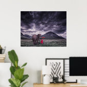 Elefanten- und Boy-Buddah-surreales Fantasy-Kunstp Poster (Heimbüro)
