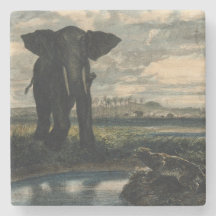 Elefanten und ein Panther in der indischen Wüste