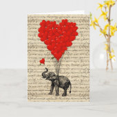 Elefanten- und Herzballons Karte (Gelbe Blume)