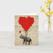 Elefanten- und Herzballons Karte (Gelbe Blume)