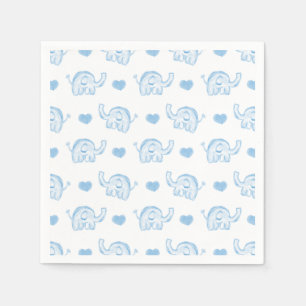 Elefanten und Herzen des blauen Babys des Serviette