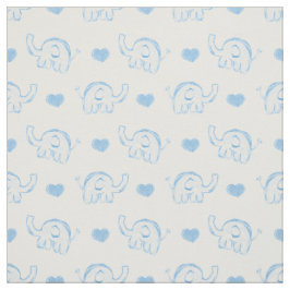 Elefanten und Herzen von Aquarellhühnern Stoff