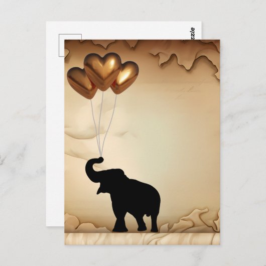 Elefanten und herzförmige Ballons Valentins Postkarte (Vorne/Hinten)