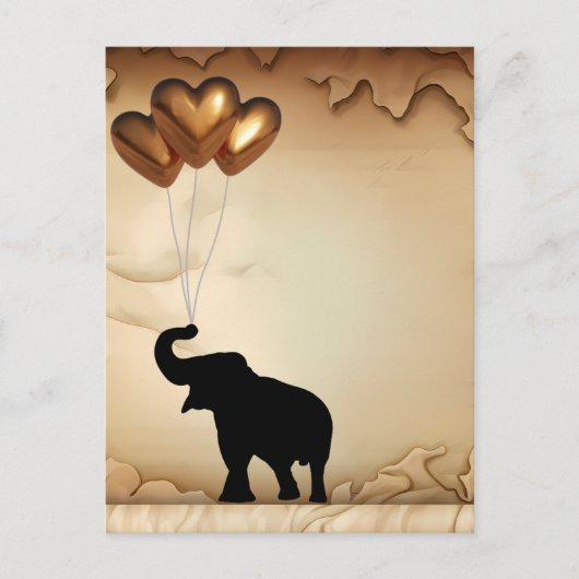 Elefanten und herzförmige Ballons Valentins Postkarte (Vorderseite)