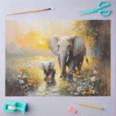 Elefanten- und Kalbsfische-Blume und Sonnenunterga Seidenpapier (Basteln)