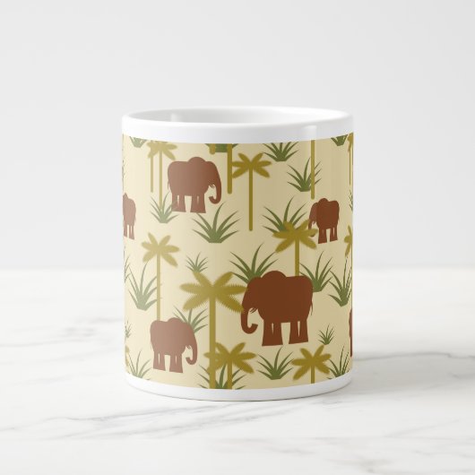 Elefanten und Palmen in Camouflage Jumbo-Tasse (Vorderseite)