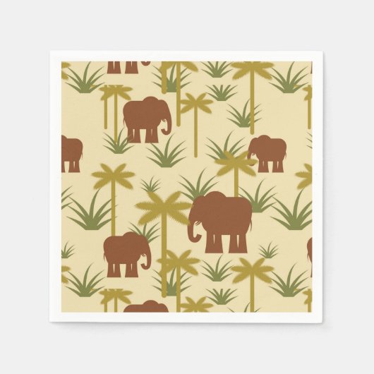Elefanten und Palmen in Camouflage Serviette (Vorderseite)