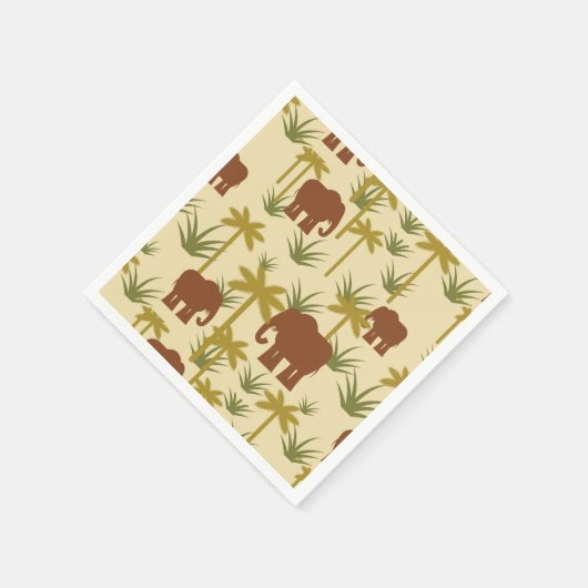 Elefanten und Palmen in Camouflage Serviette (Ecke)