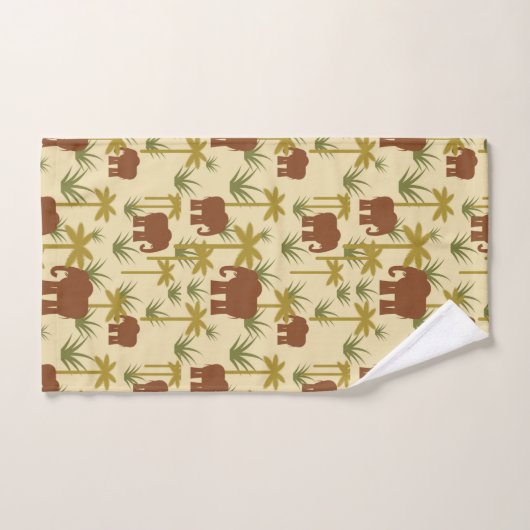 Elefanten und Palmen in der Tarnung Badhandtuch Set (Handtuch)