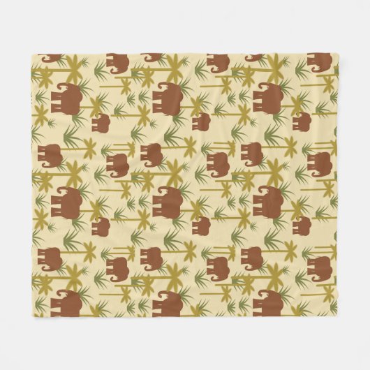 Elefanten und Palmen in der Tarnung Fleecedecke (Vorderseite (Horizontal))