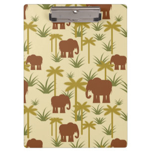 Elefanten und Palmen in der Tarnung Klemmbrett