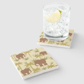 Elefanten und Palmen in der Tarnung Steinuntersetzer (Seitenansicht)