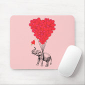 Elefanten und rote Herzblasen Mousepad (Mit Mouse)