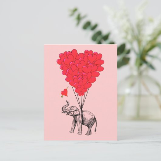 Elefanten und rote Herzblasen Postkarte (Stehend Vorderseite)