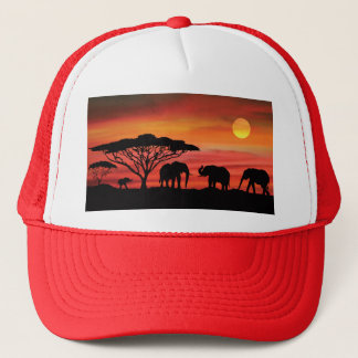 Elefanten-und-Sonnenuntergang- Truckerkappe