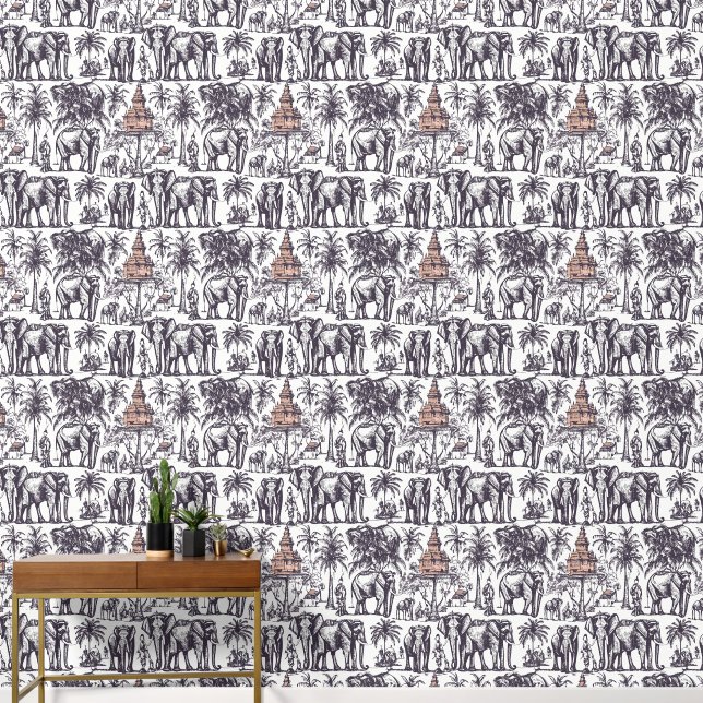 Elefanten und Statuen Tapete (Hausflur)