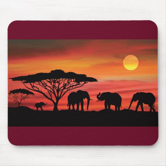 Elefanten-und-Sunset- Mousepad (Vorne)