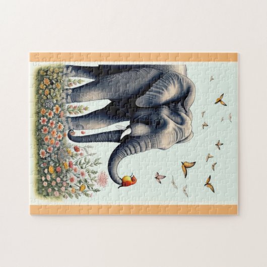 Elefanten und Vögel fliegen Puzzle (Horizontal)