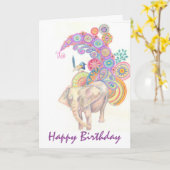 Elefanten- und VogelGeburtstagskarte Karte (Gelbe Blume)