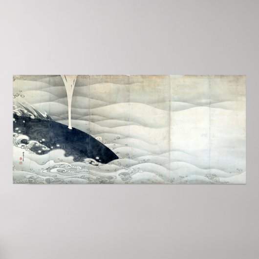 Elefanten und Whale Screens von Ito Jakuchu Poster (Vorne)