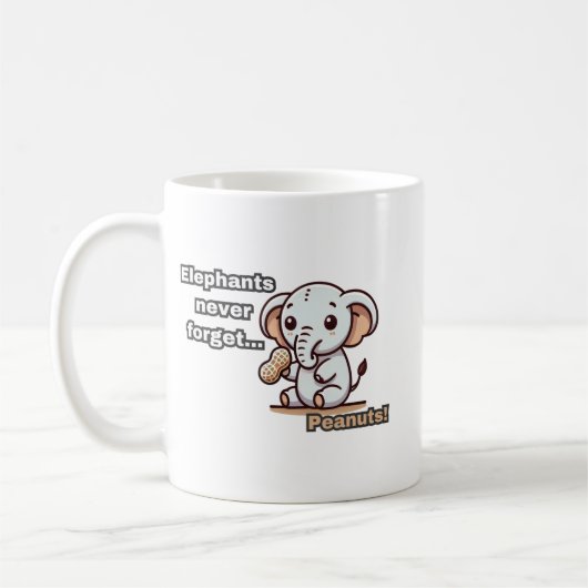 Elefanten vergessen nie... Erdnüsse! Baby Elephant Kaffeetasse (Links)