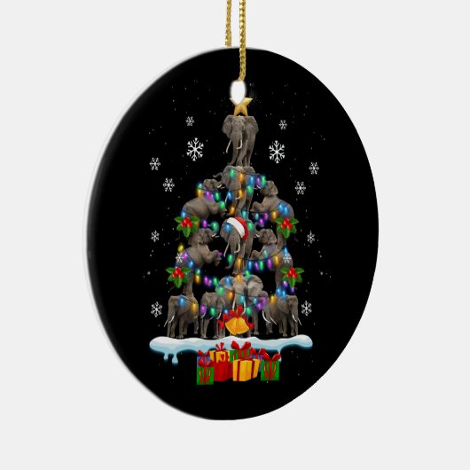 Elefanten Weihnachtsbaum Elephant Lover Tier wird Keramik Ornament (Rechts)