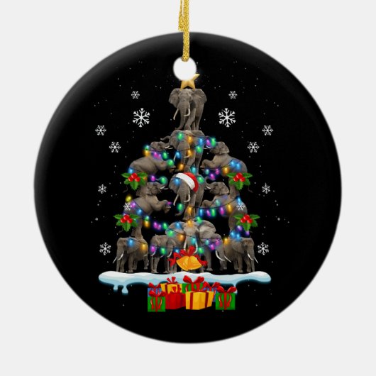 Elefanten Weihnachtsbaum Elephant Lover Tier wird Keramik Ornament (Hinten)