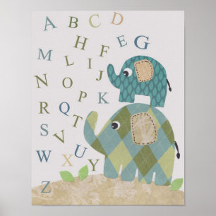 Elefantenalphabet aus niedlichem Kinderzimmer Poster