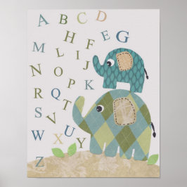 Elefantenalphabet aus niedlichem Kinderzimmer Poster